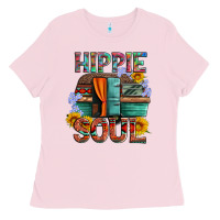Bubblegum Pink hippie soul with caravan and flowers Ladies Tee - Artiststas