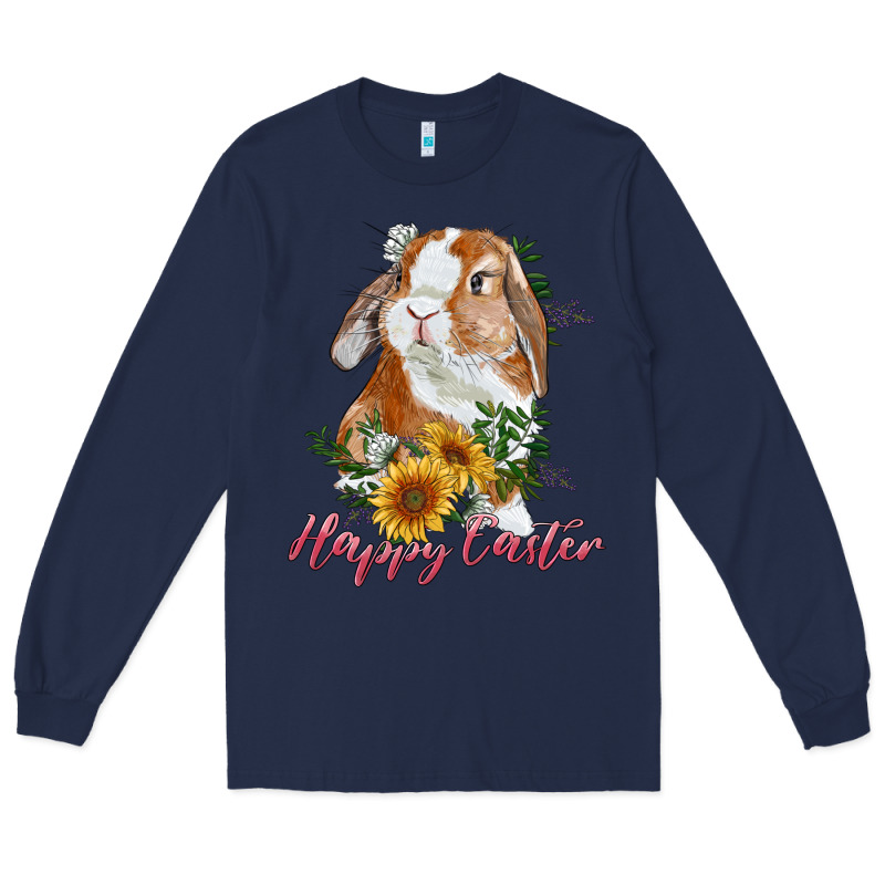 Happy Easter With Bunny And Sunflowers Long Sleeve Tee by RanaPortraitStore | Teevron