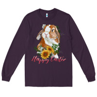 Plum happy easter with bunny and sunflowers Long Sleeve Tee - RanaPortraitStore