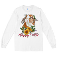 White happy easter with bunny and sunflowers Long Sleeve Tee - RanaPortraitStore