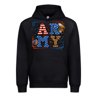 Black Army Veteran leopard frame 4th of July Urban Hoodie - LillyAllenDesigns