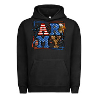 Pigment Black Army Veteran leopard frame 4th of July Urban Hoodie - LillyAllenDesigns