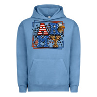 Pigment Pebble Blue Army Veteran leopard frame 4th of July Urban Hoodie - LillyAllenDesigns