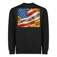American Flag Sunflowers And Canouflage Print Veteran Mousepad Heavyweight Sweatshirt | Teevron