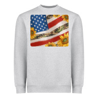 Heather Grey american flag sunflowers and canouflage print veteran mousepad Heavyweight Sweatshirt - Jasminsmagicworld