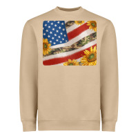 Mushroom american flag sunflowers and canouflage print veteran mousepad Heavyweight Sweatshirt - Jasminsmagicworld