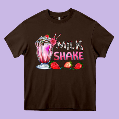 Milkshake With Strawberry Heavy Core Tee Designed By Adodesignshop