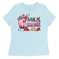 Baby Blue milkshake with strawberry Ladies Tee - AdoDesignShop
