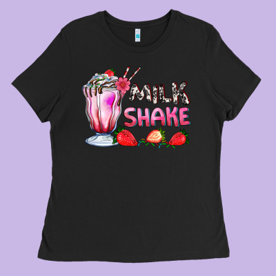 Milkshake With Strawberry Ladies Tee Designed By Adodesignshop