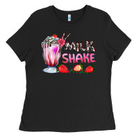 Black milkshake with strawberry Ladies Tee - AdoDesignShop