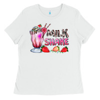 White milkshake with strawberry Ladies Tee - AdoDesignShop