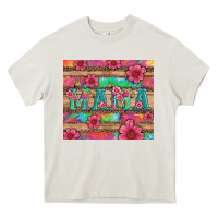 Cream mama with tie dye and flowers Heavy Core Tee - Artiststas