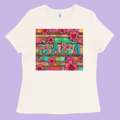 Mama With Tie Dye And Flowers Ladies Tee Designed By Artiststas
