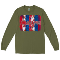 Army Green philadelphia baseball team spirit brushstrokes Long Sleeve Tee - Artiststas