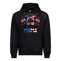 Black All American Mama Messy Buny Urban Hoodie - CowhideDigitalArt