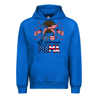 Cobalt All American Mama Messy Buny Urban Hoodie - CowhideDigitalArt