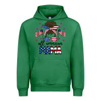 Emerald All American Mama Messy Buny Urban Hoodie - CowhideDigitalArt