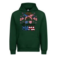 Forest Green All American Mama Messy Buny Urban Hoodie - CowhideDigitalArt