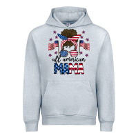 Heather Grey All American Mama Messy Buny Urban Hoodie - CowhideDigitalArt
