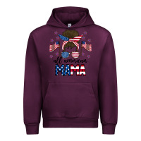 Mauve Wine All American Mama Messy Buny Urban Hoodie - CowhideDigitalArt