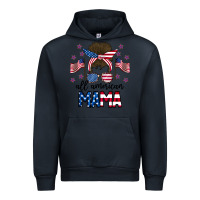 Navy All American Mama Messy Buny Urban Hoodie - CowhideDigitalArt