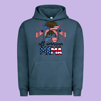 All American Mama Messy Buny Urban Hoodie Designed By Cowhidedigitalart