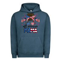 Pigment Midnight Navy All American Mama Messy Buny Urban Hoodie - CowhideDigitalArt