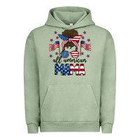 Pigment Oil Green All American Mama Messy Buny Urban Hoodie - CowhideDigitalArt