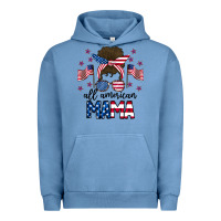 Pigment Pebble Blue All American Mama Messy Buny Urban Hoodie - CowhideDigitalArt