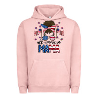 Pigment Salmon All American Mama Messy Buny Urban Hoodie - CowhideDigitalArt