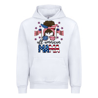 White All American Mama Messy Buny Urban Hoodie - CowhideDigitalArt