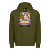 Army Green Happy Easter bunny truck Easter Day Premium Hoodie - CowGirlArtShop