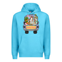 Ocean Blue Happy Easter bunny truck Easter Day Premium Hoodie - CowGirlArtShop