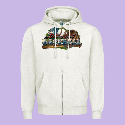 Wild About Baseball Zipper Hoodie Designed By Howdyjamesfarm