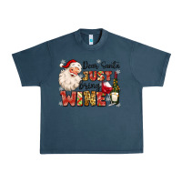 Midnight Navy dear santa just bring wine Urban Heavy Tee - MaliasSmallBusiness
