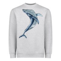 Heather Grey humpback whale jumping Heavyweight Sweatshirt - BarkalooDesign