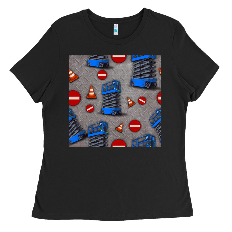 Scissor Lift Seamless Pattern Ladies Tee by BundleAndBundleShop | Teevron