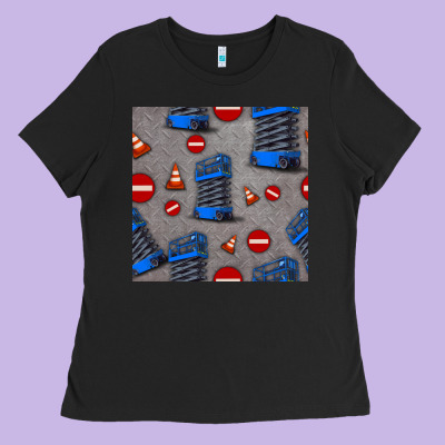 Scissor Lift Seamless Pattern Ladies Tee Designed By Bundleandbundleshop