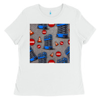 White scissor lift seamless pattern Ladies Tee - BundleAndBundleShop