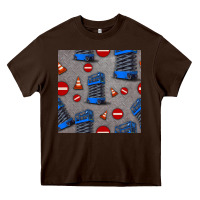 Chocolate Brown scissor lift seamless pattern Heavy Core Tee - BundleAndBundleShop