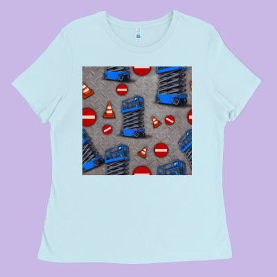 Scissor Lift Seamless Pattern Ladies Tee Designed By Bundleandbundleshop