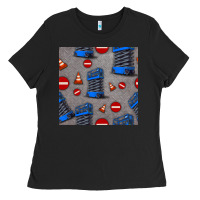 Black scissor lift seamless pattern Ladies Tee - BundleAndBundleShop