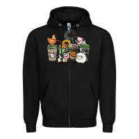 Black Farm animal coffee cups Zipper Hoodie - HowdyJamesFarm