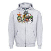 Heather Grey Farm animal coffee cups Zipper Hoodie - HowdyJamesFarm