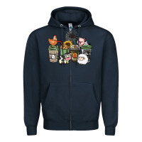 Navy Farm animal coffee cups Zipper Hoodie - HowdyJamesFarm