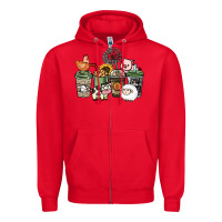 Red Farm animal coffee cups Zipper Hoodie - HowdyJamesFarm