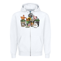 White Farm animal coffee cups Zipper Hoodie - HowdyJamesFarm