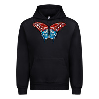Black Patriotic American Flag Butterfly 4th of July Urban Hoodie - LillyAllenDesigns