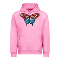 Fuchsia Pink Patriotic American Flag Butterfly 4th of July Urban Hoodie - LillyAllenDesigns