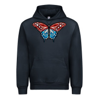 Navy Patriotic American Flag Butterfly 4th of July Urban Hoodie - LillyAllenDesigns